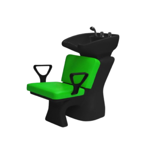 Lavacabezas Clásic plástico negro tapizado verde con bacha y grifería