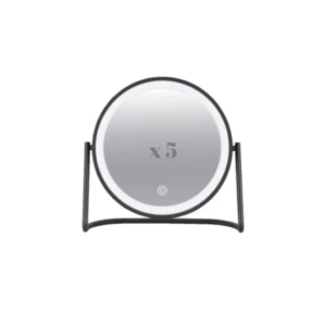 Espejo LED recargable negro mate con aumento 5X de 20 cm