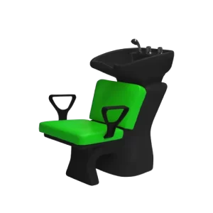 Lavacabezas Clásic plástico negro tapizado verde con bacha y grifería